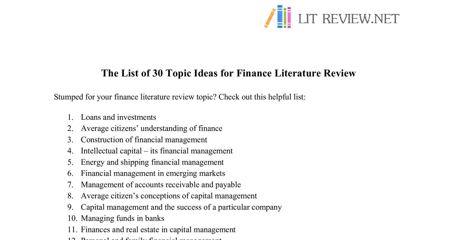 literature review topic ideas psychology